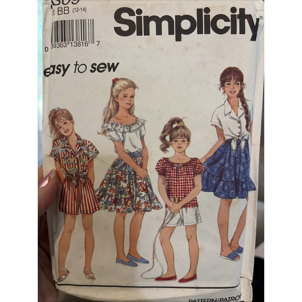 Simplicity 8309 Girls Shorts Skirt Shirt Sewing Pattern Size 12-14 Uncut 1993